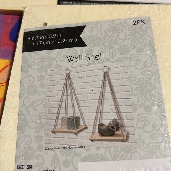 New 3 PC Decorative Hanging Wall Shelves with Rope - Picture 8 of 11